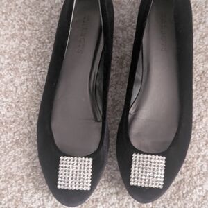 Talbots Black Flats with Rhinestone Accent